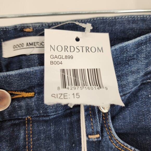Good American Dark Wash Stretch Cotton Good Legs Skinny Jeans Size 15/33 - Picture 3 of 4